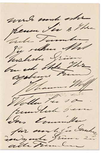 (MISCELLANEOUS.) Group of 4 items Signed, or Signed and Inscribed: Chaim Gross * Paul Signac * Louis D. Brandeis * Johannes Wolff.